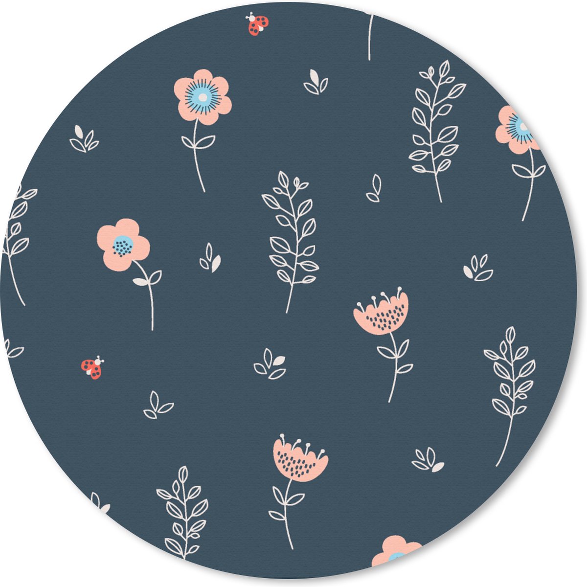 Muismat rond 40x40 cm - Mousepad Bloem - Insecten - Patronen - Ronde muismatten