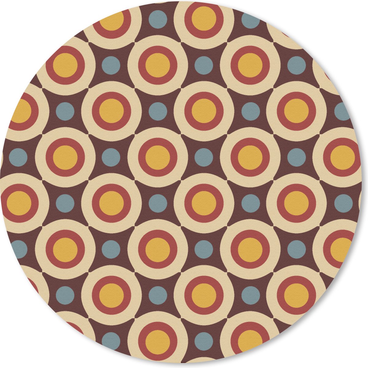 Muismat rond 40x40 cm - Mousepad Retro - Vintage - Design - Cirkel - Ronde muismatten