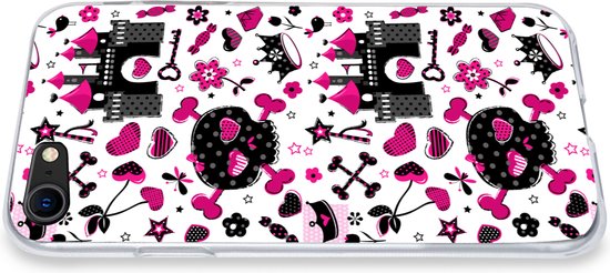 Coque iPhone SE 2020 - Meiden - Kroon - Cœur - Motifs - Fille - Enfant - Enfants - Coque de téléphone en Siliconen