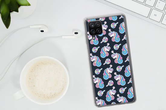Coque Samsung Galaxy A12 - Fille - Unicorn - Bonbon Sucette - Motifs - Coque de téléphone en Siliconen -