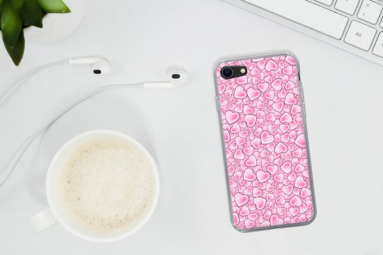 Coque iPhone SE 2020 - Meiden - Hartjes - Rose - Motifs - Fille - Enfant - Enfants - Coque de téléphone en Siliconen