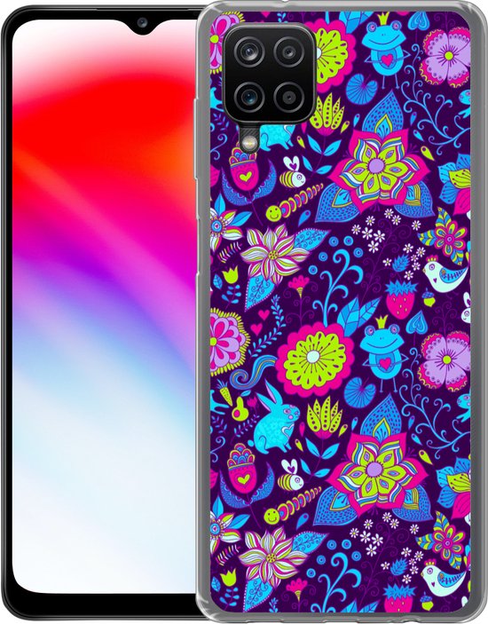 Coque Samsung Galaxy A12 - Filles - Lapin - Rose - Motifs - Coque de téléphone en Siliconen -