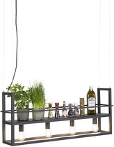 Lampe suspendue Cage QAZQA - 4 lumières - L 1015 mm - Zwart