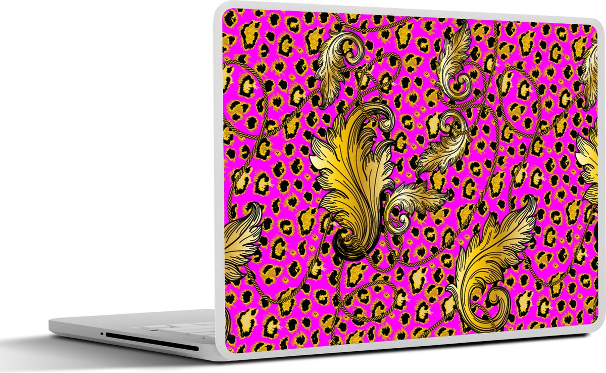 Laptop sticker - 14 inch - Barok - Panter - Goud - Patroon - 32x5x23x5cm - Laptopstickers - Laptop skin - Cover