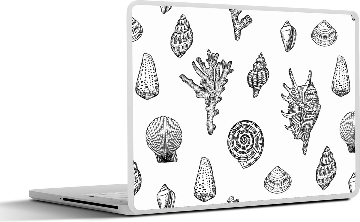 Laptop sticker - 14 inch - Schelpen - Zee - Zomer - Patronen - Koraal - 32x5x23x5cm - Laptopstickers - Laptop skin - Cover