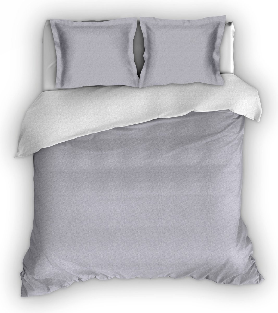 Romanette Comtesse flanel dekbedovertrek - Zilver/Wit - 2-persoons (200x200/220 cm + 2 slopen)