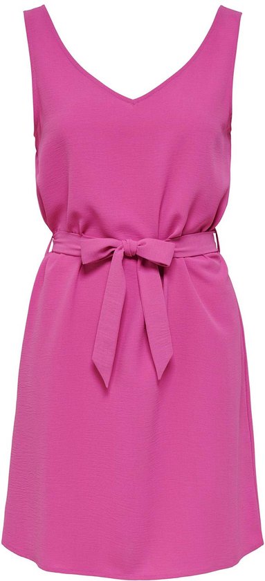 Only Dress Onlmette Sl V-neck Belt Dress Wvn 15259005 Super Pink Femme
