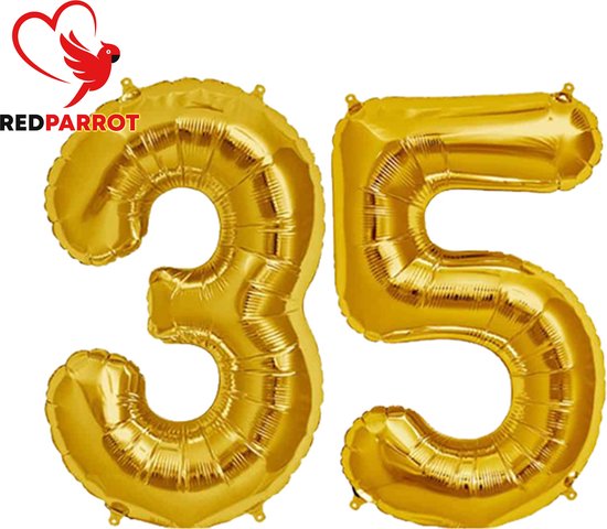 35 jaar | 81 CM XXL Ballon | verjaardag | verjaardagskado | Goud | Cijfer | Getal | Balon