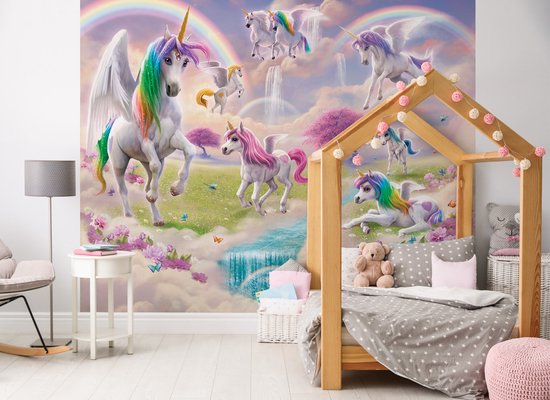 Walltastic – Unicorn Posterbehang – Eenhoorn Kinderbehang - XXL (305 x 244 cm) – 6 Panelen
