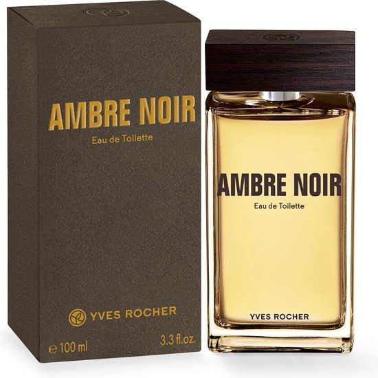 Ambre Noir Eau de Toilette van Yves Rocher, 100 ml, met bijpassende donkere doos.