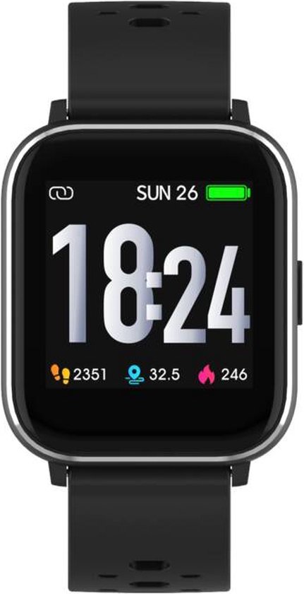 Denver SW-163 - Smartwatch - Bluetooth - Sport & Social Activity - Hartslagmeter - Lichaamstemperatuur meter - Sleep tracker - Geschikt voor iOS & Android - Zwart - Denver