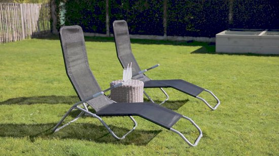MaxxGarden Ligbed - Tuinstoel - opvouwbare ligstoel 2 stuks - textileen zwart -... | bol.com