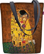 Sunny Sac à bandoulière avec fermeture éclair - Shopper pour femme 36 x 40 cm (format A4) Tote Bag Sac en Tissus avec motif Kiss