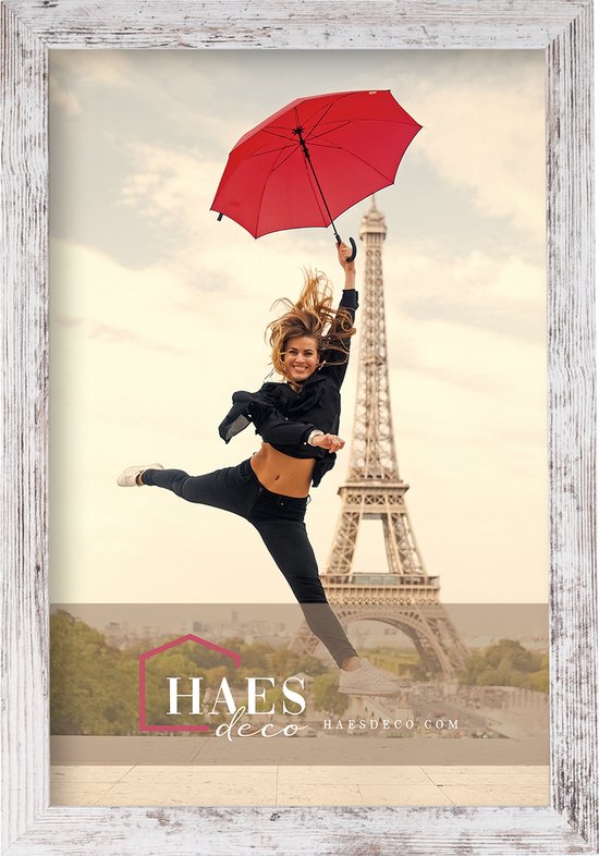 HAES DECO - Houten fotolijst Paris wit/bruin voor 1 foto formaat 30x45 - SP001326