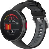 Siliconen Smartwatch bandje - Geschikt voor Polar Vantage V2 sport bandje - zwart/grijs - Strap-it Horlogeband / Polsband / Armband