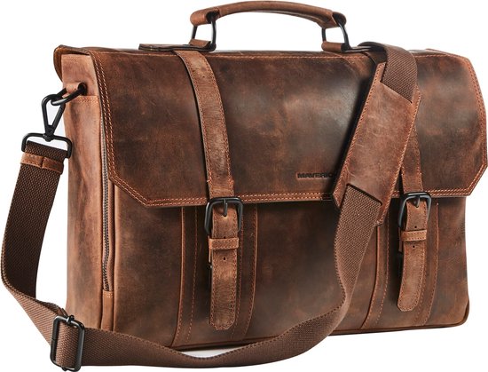 Maverick - The Original - lederen Aktetas - laptoptas inch - bruin | bol.com