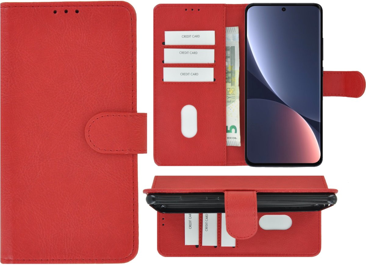 Pearlycase hoesje Geschikt voor Xiaomi 12 Pro - Kunstleer Book Case - Rood