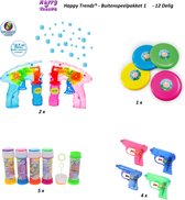 Buitenspeelpakket Happy Trendz®  12 - Delig totaal -  waterspuit - Frisbee - Bubbles - ZOMER 2022 PAKKET - Shooter - Bellenblaas - Spelletjes - Zomerpakket Groepsfun -
