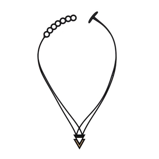 Batucada - Bermudes - Collier van Plantaardige Oorsprong en Hypoallergeen - Vrouwen Ketting met driehoek – Antiallergisch halsketting - Zwart – Goud - lengte 40/45 cm – effect Tattoo - ziet er uit als Rubber