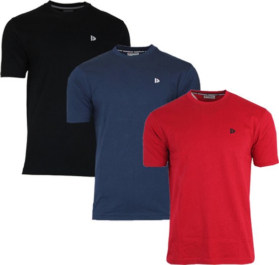 3-Pack Donnay T-shirt (599008) - Sportshirt - Heren - Black/Navy/Berry Red - maat XXL