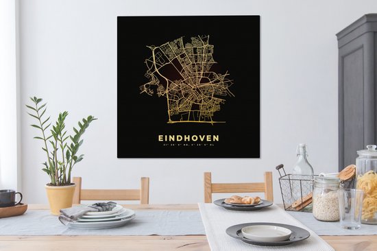 Peinture sur toile Eindhoven - Plan d'étage - Carte - Plan de la ville - 90x90 cm - Décoration murale