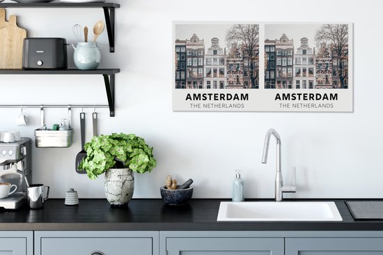 Toile Peinture Amsterdam - Nederland - Maisons - 80x40 cm - Décoration murale