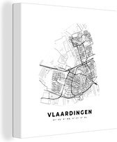 Canvas Schilderij Nederland – Vlaardingen – Stadskaart – Kaart – Zwart Wit – Plattegrond - 50x50 cm - Wanddecoratie