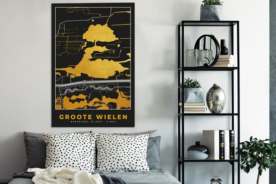 Peinture sur toile Groote Roues - Pays- Nederland - Carte - Plan d'étage - Plan de la ville - 90x140 cm - Décoration murale