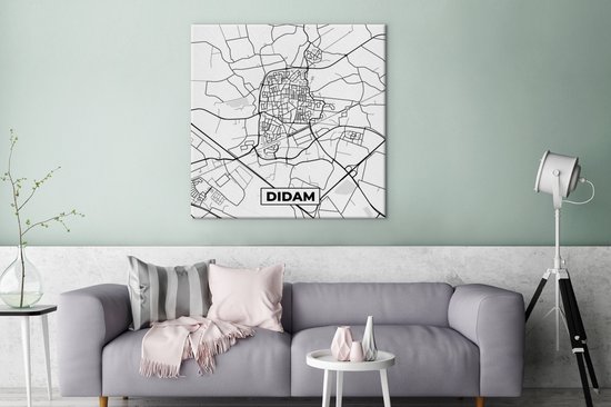 Peinture sur toile Carte - Didam - Plan de ville - Carte - 90x90 cm - Décoration murale