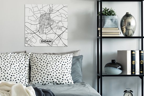 Toile Peinture Plan d'Etage - Didam - Plan de Ville - Carte - 50x50 cm - Décoration murale