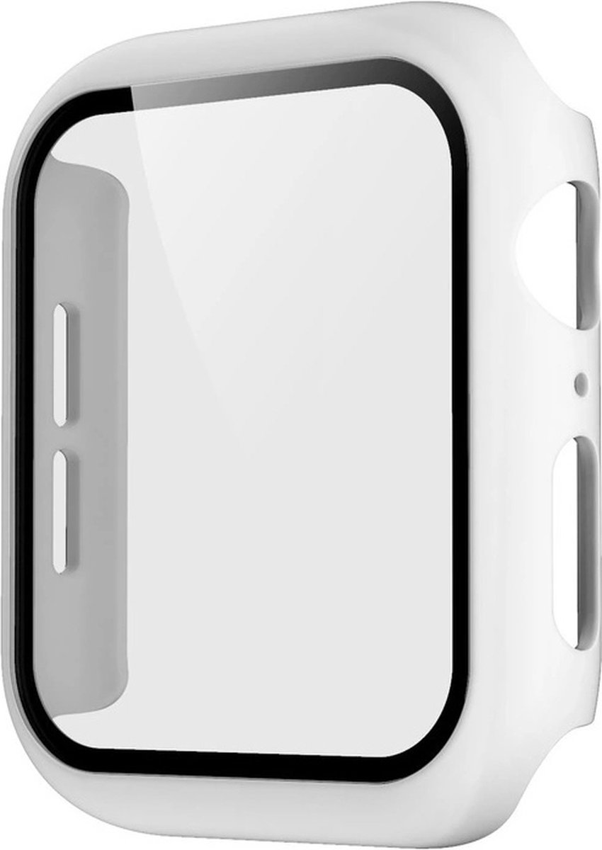 Smartphonica Hoesje met glazen screenprotector voor Apple Watch 40mm - Wit geschikt voor Apple Watch