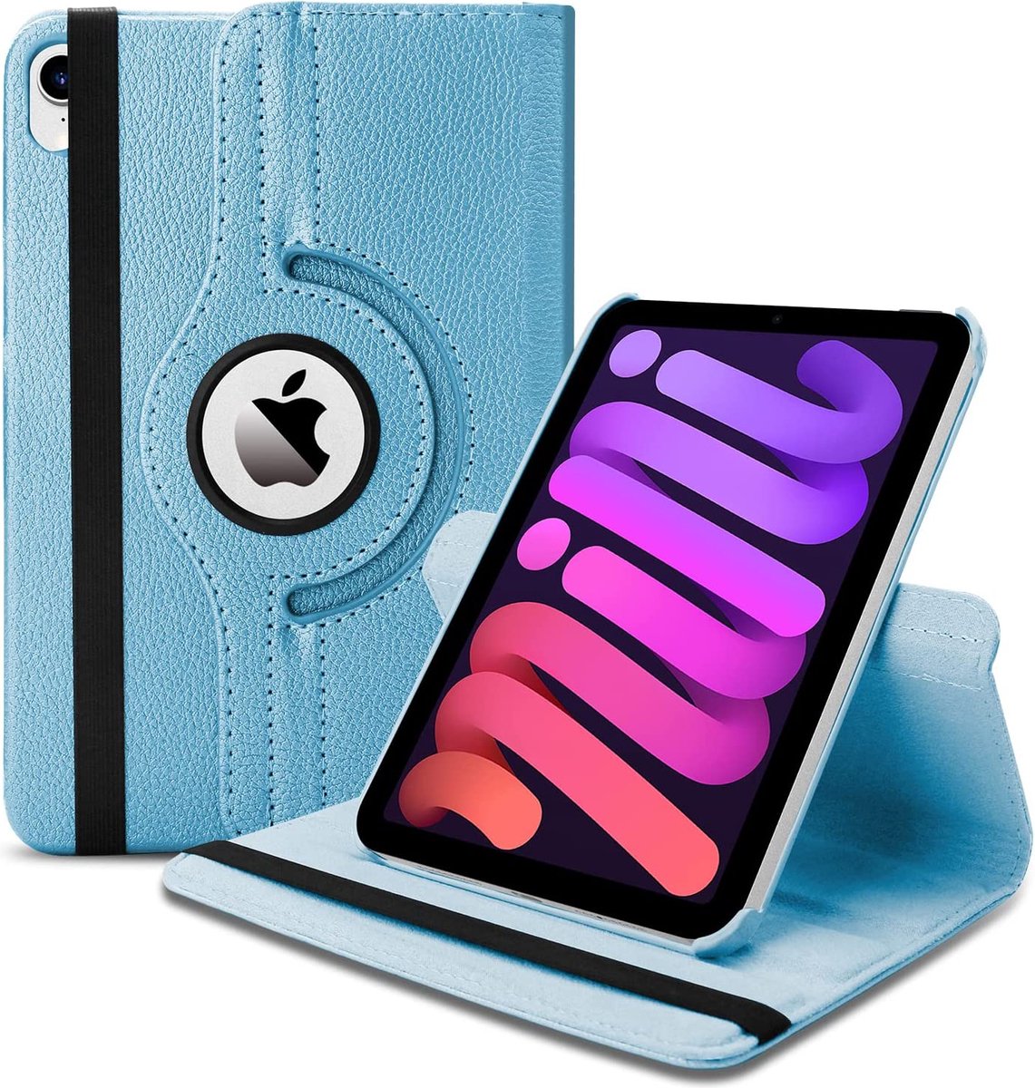 Book Cover Geschikt voor: Apple iPad Mini 6 Tablethoes - Multi Stand Case - 360 draaibaar - Tablethoesje - Turquoise - ZT Accessoires