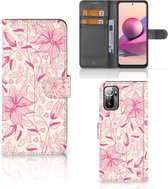 Telefoon Hoesje Xiaomi Redmi Note 10/10T 5G | Poco M3 Pro Magnet Case Pink Flowers