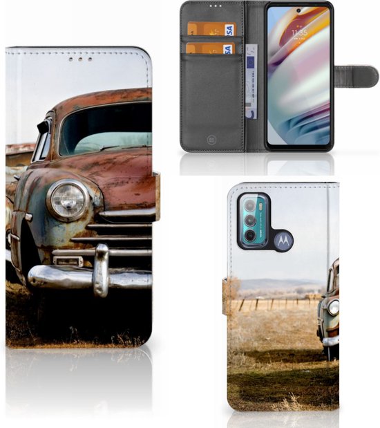 Couverture de livre Motorola Moto G60 Phone Case Vintage Car