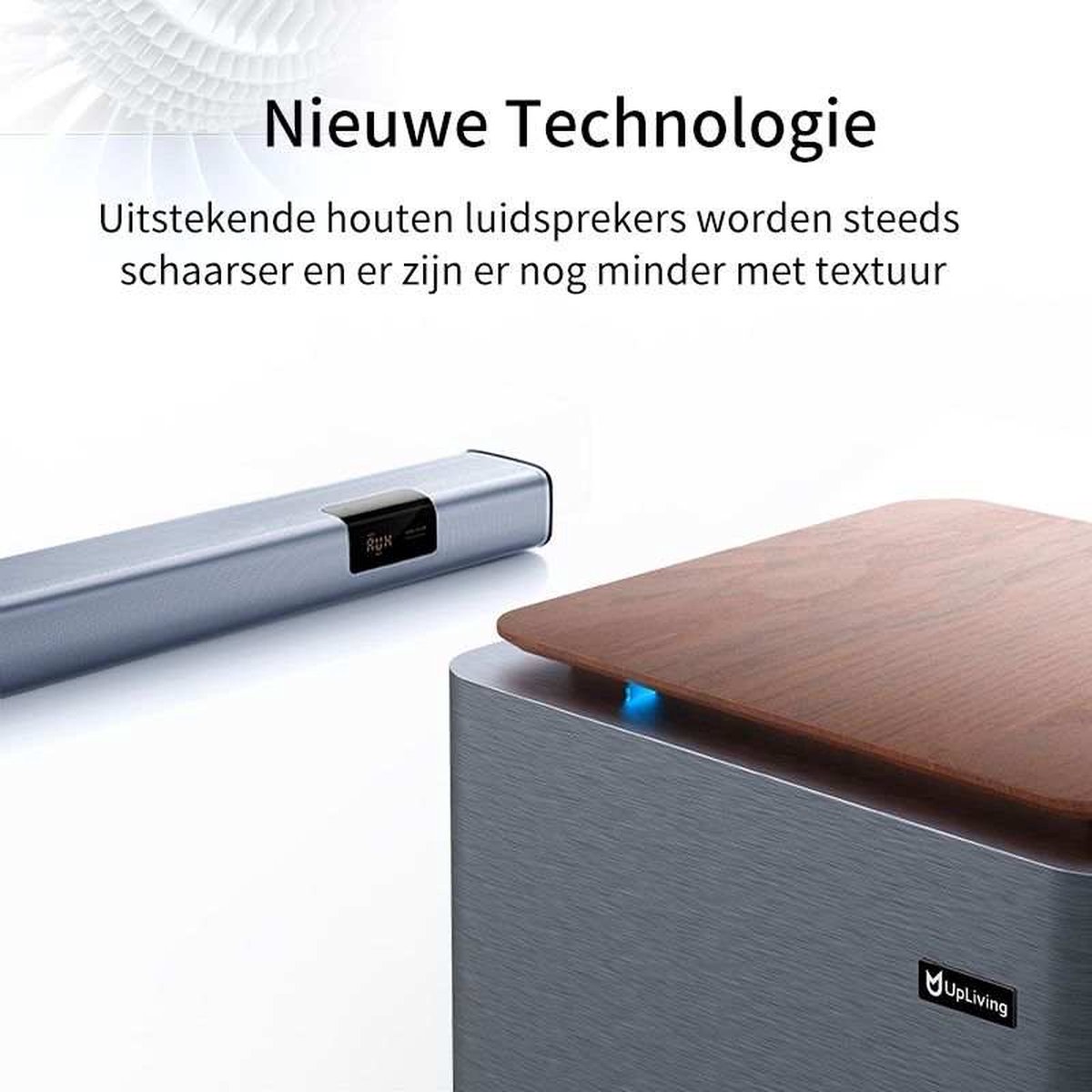 Afbeelding 3 van UpLiving® Soundbar met Draadloze Subwoofer - Luidsprekers - Speakers - Hout - Bluetooth 5.0 - Soundbars Voor TV - Soundbar met Subwoofer - Grijs