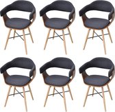 Chaise de salle à manger en bois courbé avec revêtement en tissu 6 pcs