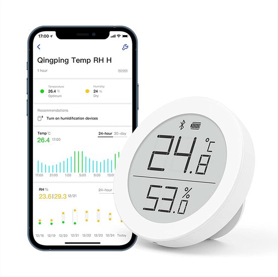 Qingping Bluetooth Digital Thermometer Hygrometer Sensor, Works with