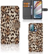 Book Cover Motorola Moto G60 Smartphone Hoesje Leopard