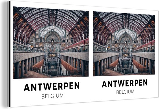Wanddecoratie Metaal - Aluminium Schilderij - Antwerpen - België - Architectuur