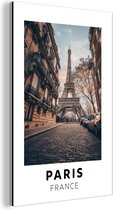 Wanddecoratie Metaal - Aluminium Schilderij Industrieel - Frankrijk - Parijs - Eiffeltoren - 40x60 cm - Dibond - Foto op aluminium - Industriële muurdecoratie - Voor de woonkamer/slaapkamer
