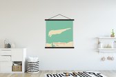 Posterhanger incl. Poster 90x90 cm - Schoolplaat - Schiermonnikoog - Eiland - Kaart - Stadskaart - Plattegrond - Textielposter - Zwarte latten - Plattegrond