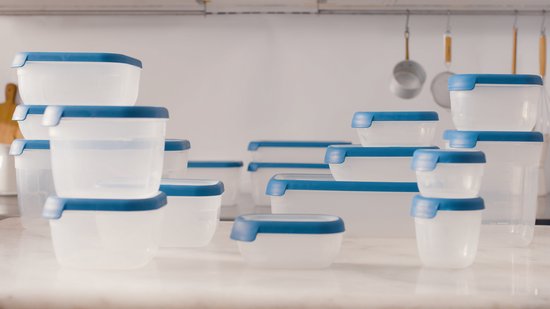 Récipient Curver Grand Chef Eco Fresh - 2,6L - Rectangulaire - 30x20x6,5 cm - Transparent/Bleu Foncé