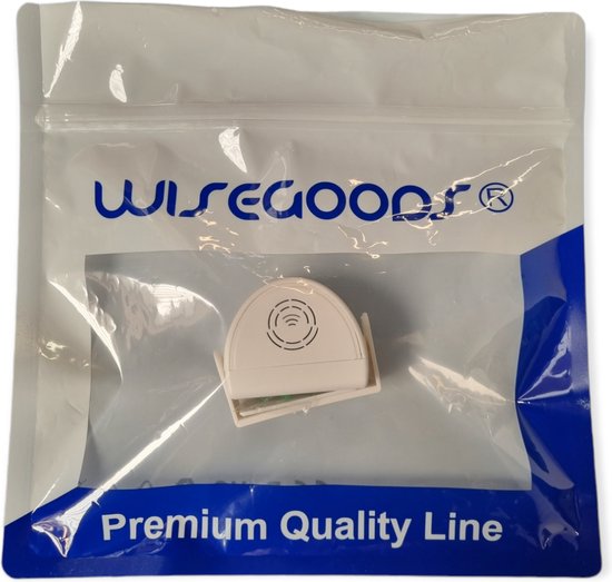 Wit WiseGoods inpakzakje met een witte deurbel/melder