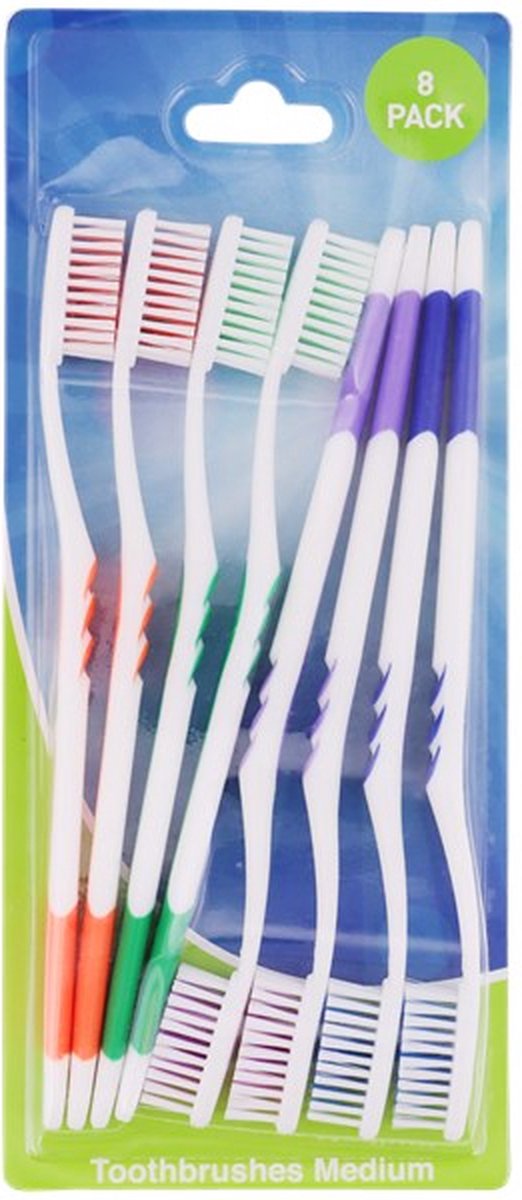 Goedkoopste Tandenborstel Set van 8 - Multicolor - 4 kleuren - Poetsen - Tanden - Kinderen - Tandarts