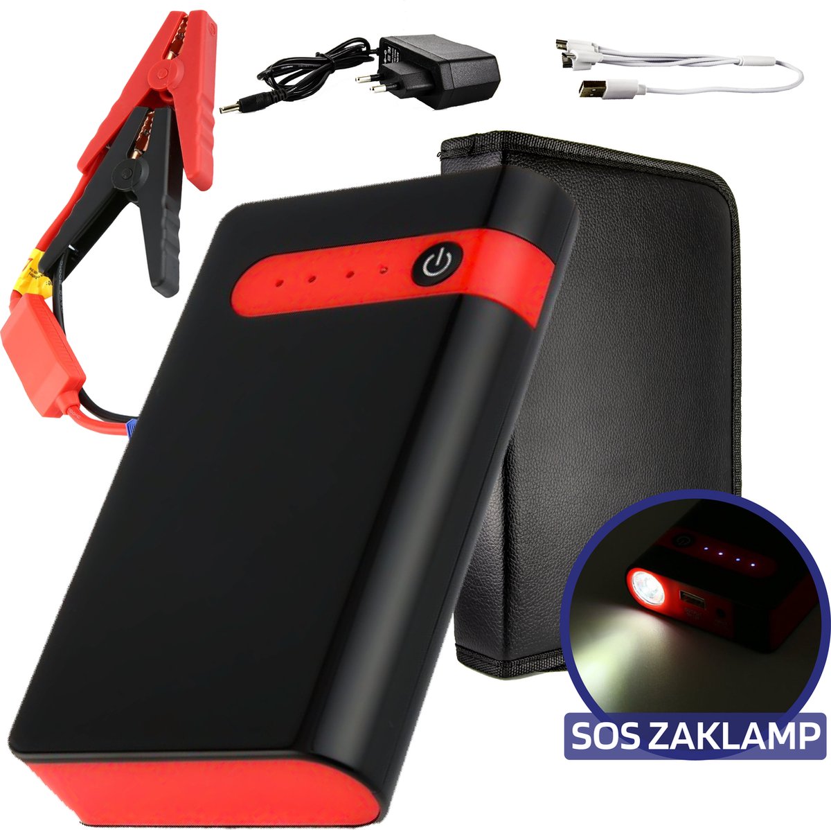 TechGenics 3-in-1 Jumpstarter - Met Ingebouwde 20.000MaH Powerbank en SOS Zaklamp - Incl. Opbergtas