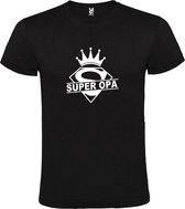 Zwart T shirt met print van "Super Opa " print Wit size XXL
