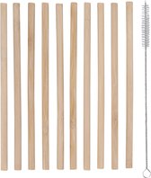 Bamboe rietjes - 10 stuks - Inclusief schoonmaakborstel - Milieuvriendelijk - Stevig - Duurzaam