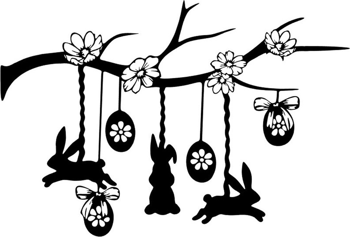 Raam Sticker Paas-tak - Pasen - Decoratief - Herbruikbare statische folie Kleur zwart