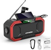 BaseCore® - Noodradio - Opwindbare Radio - Noodradio Solar Opwindbaar - Survival Radio – Waterbestendig - Inclusief Licht, Bluetooth, Karabijnhaak, Handleiding en USB-kabel - Zwart met Rood