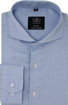 Vercate - Strijkvrij Overhemd - Lichtblauw - Slim Fit - Jacquard Katoen - Lange Mouw - Heren - Maat 42/L